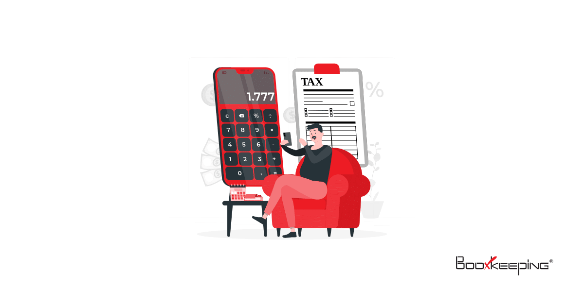 Small business tax preparation concept with business owner using a calculator and reviewing tax documents.